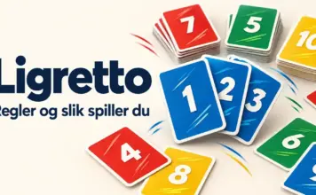 Ligretto: regler og slik spiller du kortspillet Illustrasjon av fargerike, nummererte spillkort med teksten «Ligretto – Regler og slik spiller du» på lys bakgrunn.